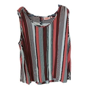 Evri Women's 4X Plus Curved Hem Challis Striped Tank Flowy Comfy Soft Capsule